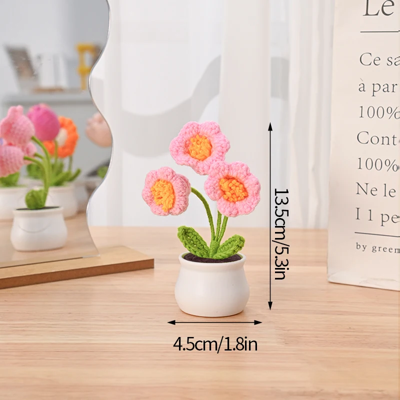 Vasos De Flores De Crochê, Vasos De Flores Artificiais, Flores Trançadas À Mão