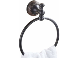 Suporte De Toalha Redondo Preto Para Parede, Acabamento Em Bronze Oleado, Giratório 180°, Estilo Europeu, Acessórios Para Banheiro Aquaforge