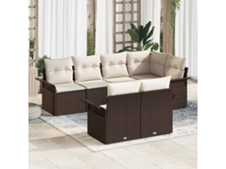 Vidaxl Conjunto De Sofá De Jardim 7 Unid. Castanho Rattan Sintético