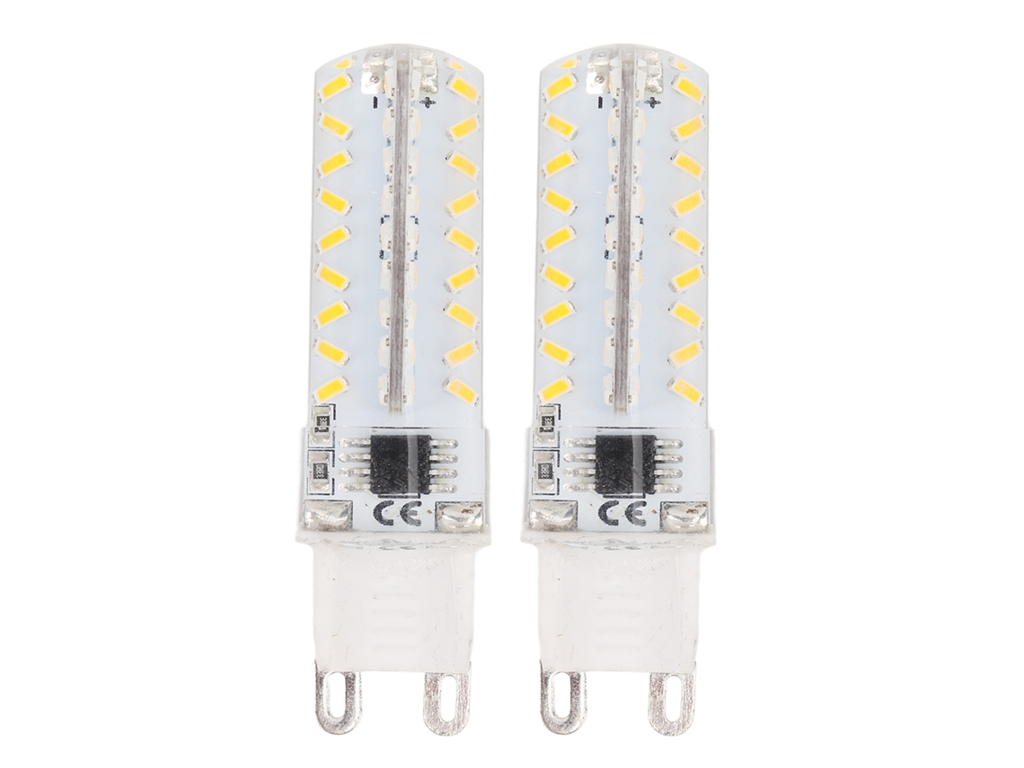 2pcs Lâmpada Led G9 Regulável 5w 3000k Luz Quente Branca 72leds 220v Base G9