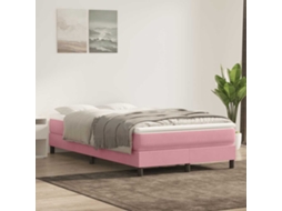 Vidaxl Cama Com Molas/colchão 120x220 Cm Veludo Rosa