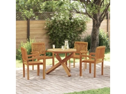 Vidaxl 5 Pcs Conjunto De Jantar Para Jardim Madeira De Teca Maciça