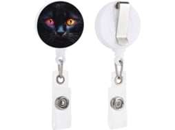 Porta Crachá Retrátil Com Presilha Jacaré, Chaveiro Identificação, Porta Crachá Preto Olho de Gato, Porta Crachá