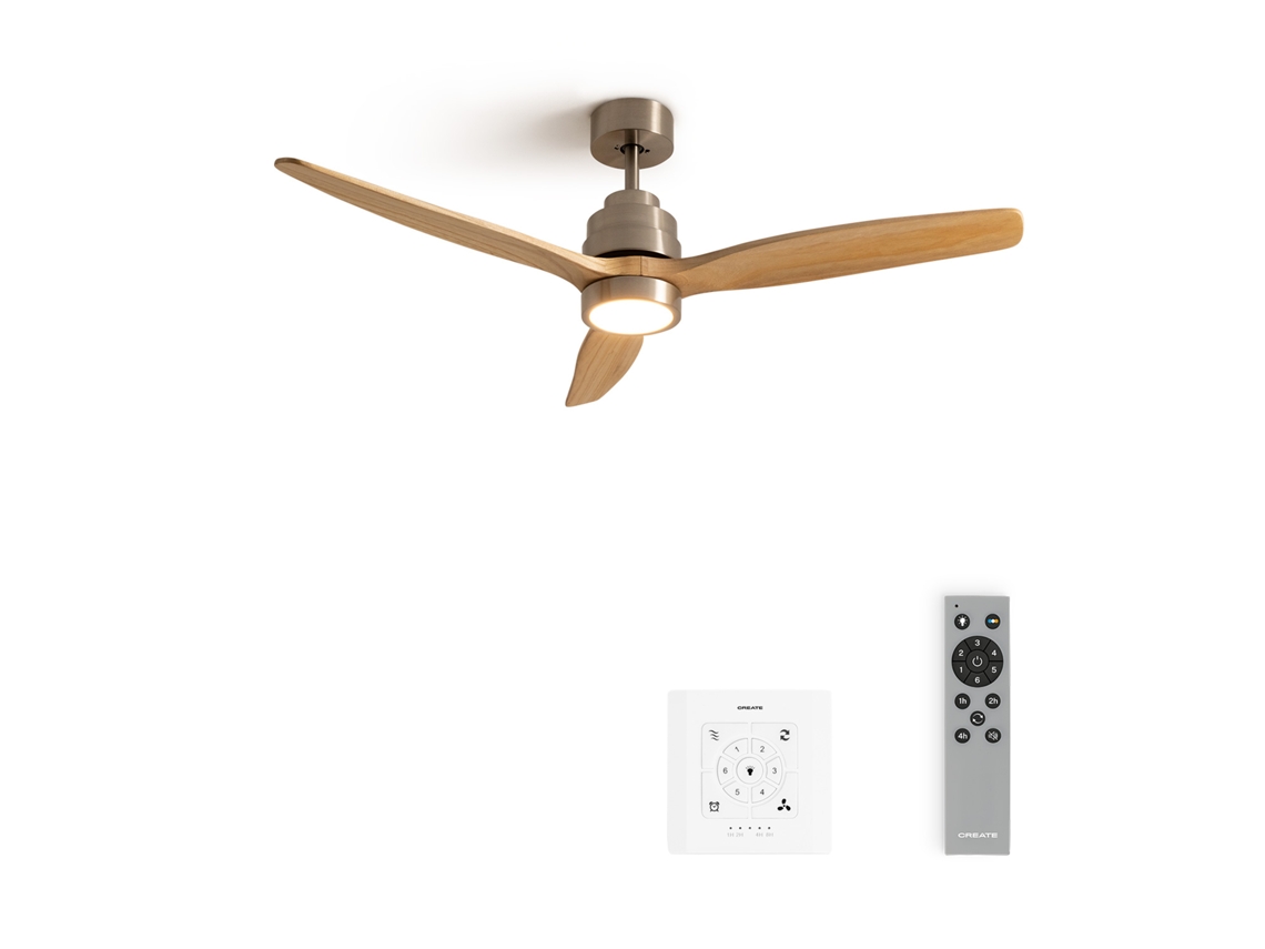 Create - Wind Stylance Natural Wood - Ventoinha De Teto 40w Silencioso 100% Madeira Vários Tamanhos