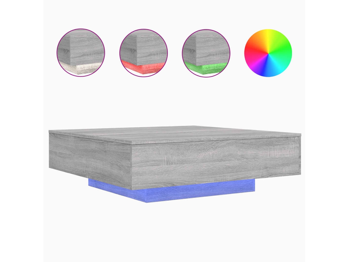 Mesa de Centro com Luzes Led Cinzento Sonoma MAISON EXCLUSIVE (100x100x31 cm)