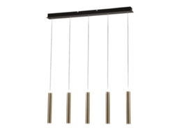 Luminária Pendente Fabas Luce Prado Com 5 Luzes Led 33w Regulável Design Linear Em Latão