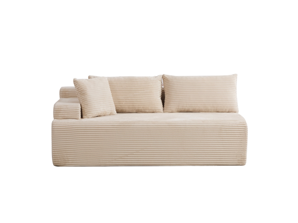 Sofá modular de compressão em chenille, espuma 30D, antiderrapante, ideal para sala de estar e outros ambientes, bege.