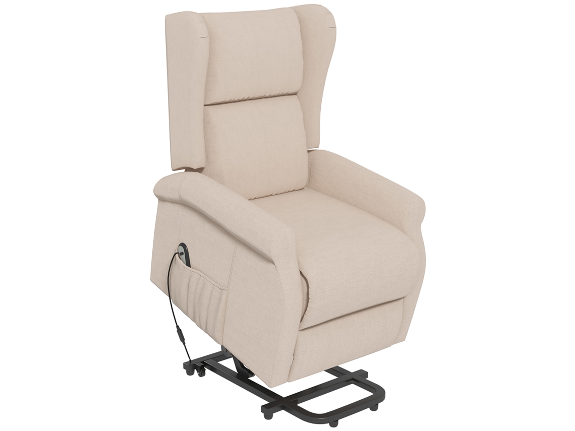 Poltrona Reclinável Elétrica, Poltrona Reclinável Para Idosos Com Apoio Para Levantar, Até 200kg, 72,5x94x109cm, Creme | .de-md