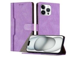 Capa De Couro Com Estampa Triangular E Suporte Tipo Carteira Para Iphone 16 Pro Max, À Prova De Choque