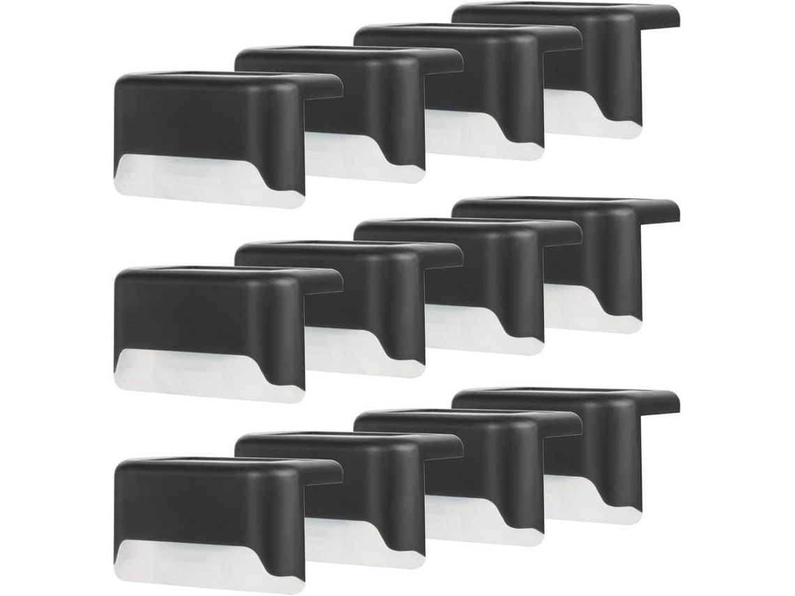 Luz Solar para Muros e Escadas IP65 12 Unidades Luz Quente Preto Resistente à Água Nova Line