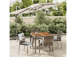 Vidaxl 5 Pcs Conjunto De Jantar P/ Jardim C/ Almofadões Vime Pe Cinza