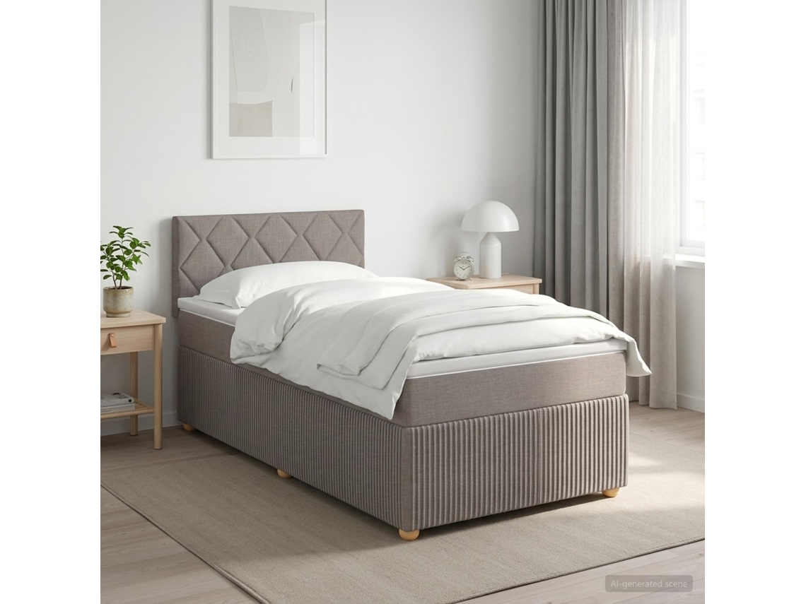 Vidaxl Cama Box Spring Com Colchão Cinzento-acastanhado 80 X 200 Cm