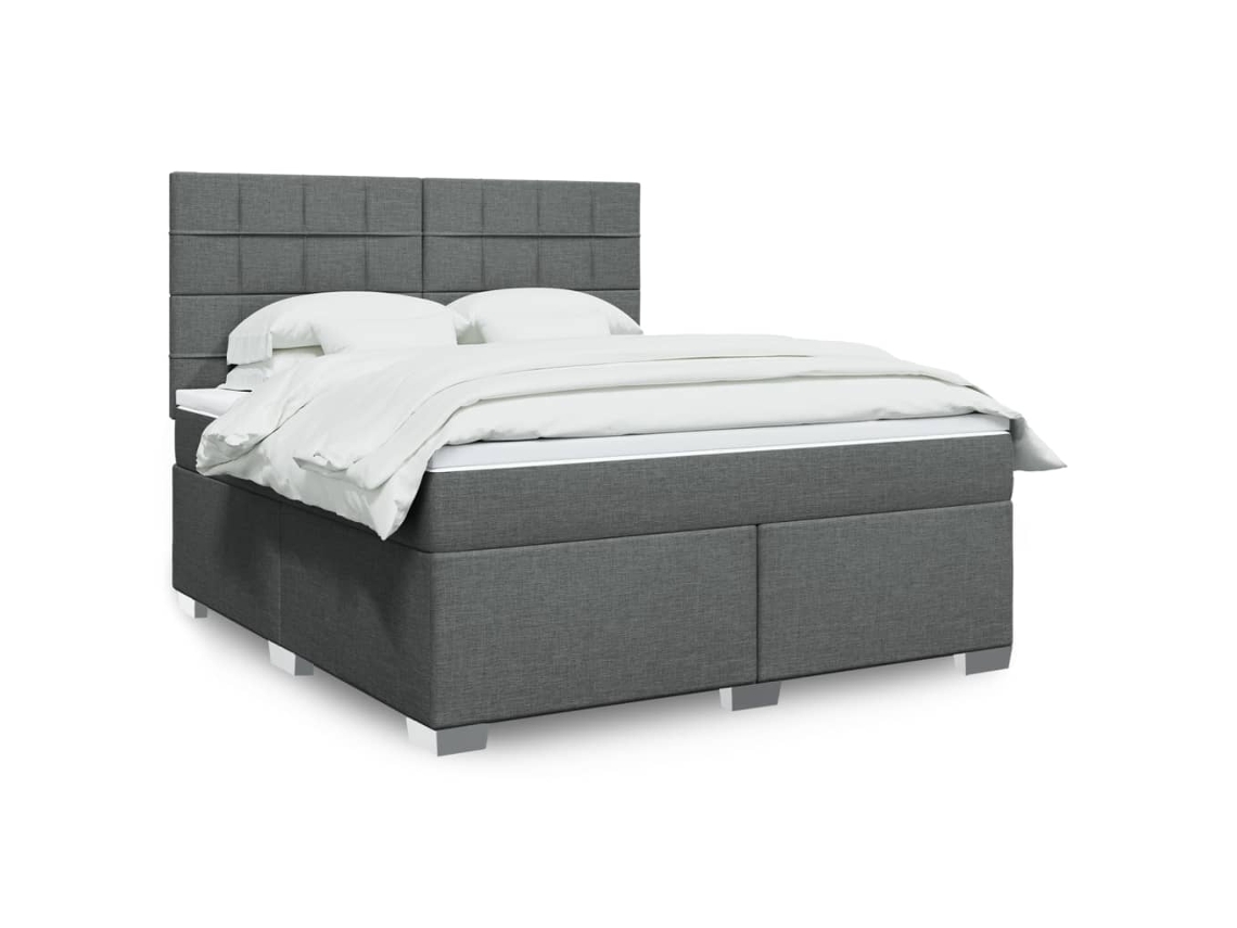 Vidaxl Cama Com Molas/colchão 180x200 Cm Tecido Cinzento-escuro