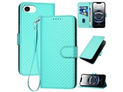 Capa De Couro Para Iphone 17e - Fivela Em Fibra De Carbono - Com Cordão