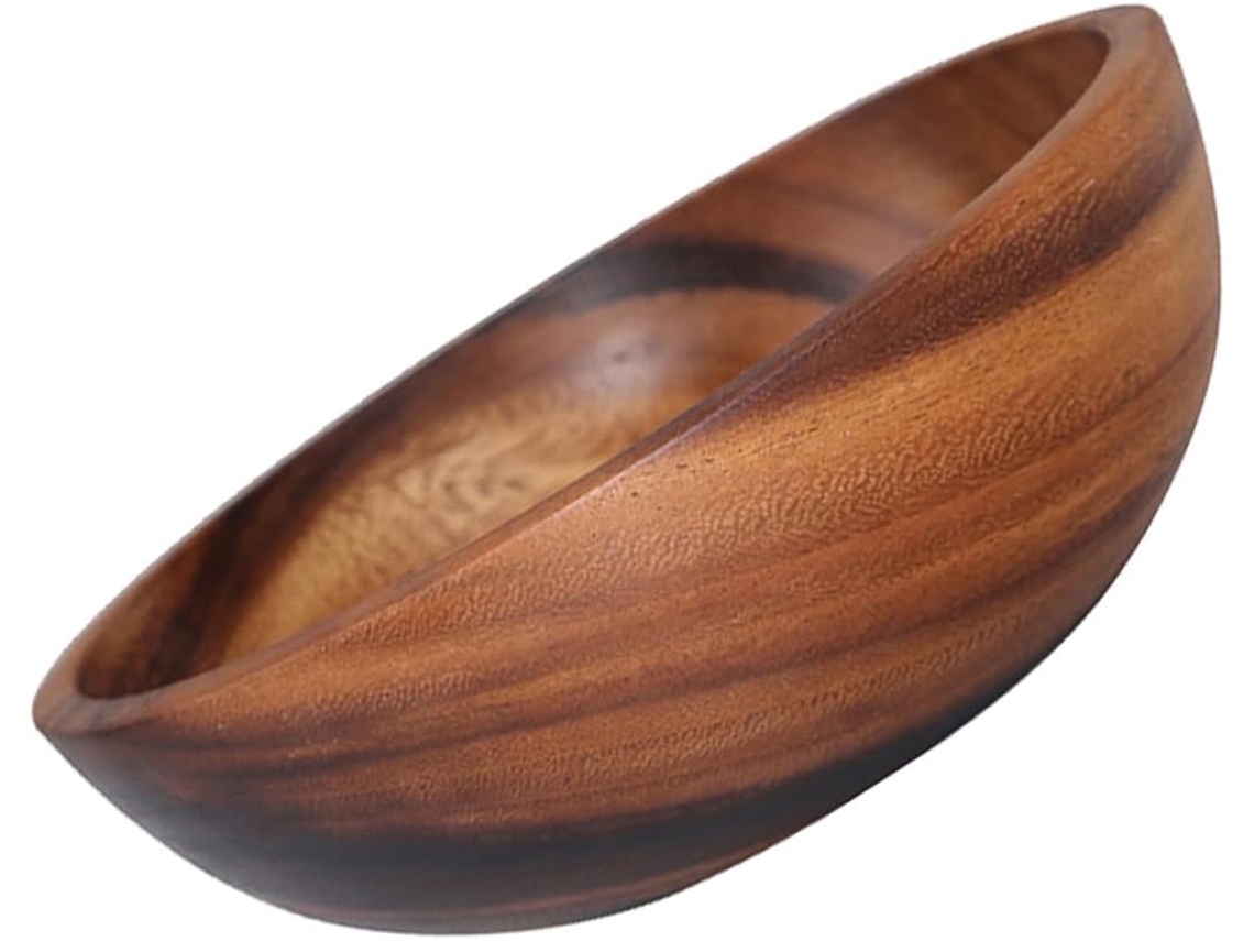 Tigela Redonda De Madeira Para Salada, 22 X 7,5 Cm, Servir Alimentos, Sobremesas, Frutas E Lanches