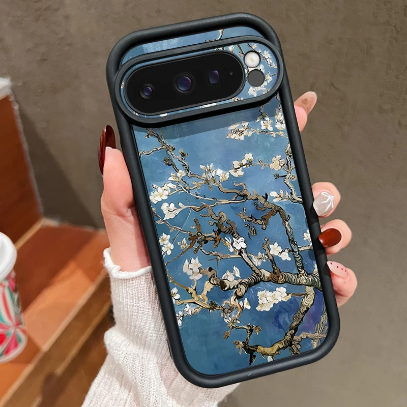 Capa De Celular Google Pixel 9 Em Tpu Macio Com Estampa Floral Branca (preta)