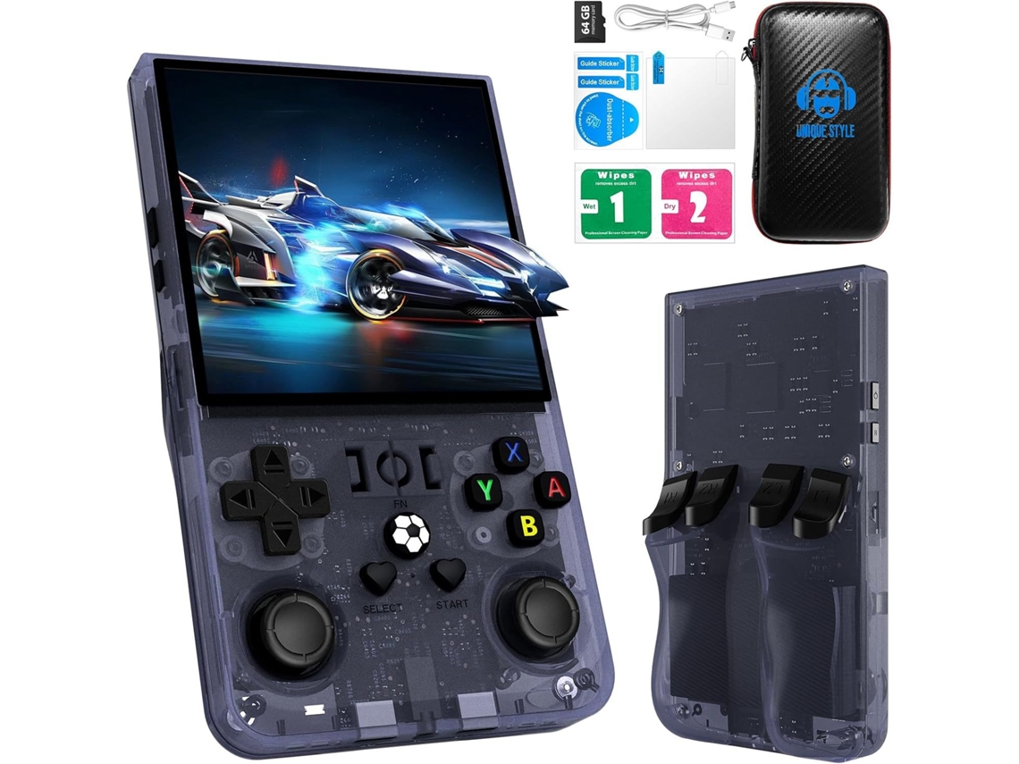 Console Portátil Jogos Retrô R36max Incluindo Ps1/gba/snes, Tela Ips De 4 Polegadas, 64 Gb （cinza Transparente）czhhmart