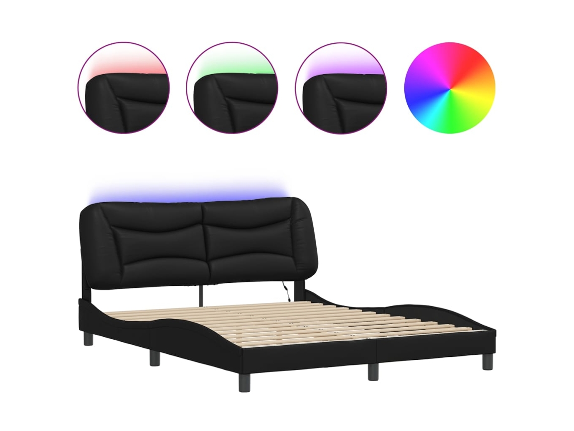 Bed Frame, Bed Frames Vidaxl Preto Couro Artificial (160 X 200 Cm)