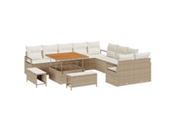 Conjunto 13 Conjunto De Móveis Para Exterior Vidaxl Bege Vime Pe (100 X 100 X 71 Cm)