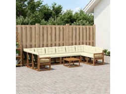 Vidaxl Conjunto De Sofás Para Exterior 11 Pcs Natural E Creme