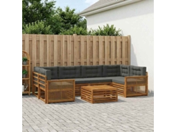 Vidaxl Conjunto De Sofás Para Exterior 7 Unid. Natural E Antracite