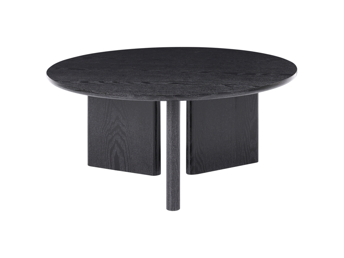 Mesa Con Tres Patas En Forma De Paneles Beliani Cowal De Mdf Negro 80x80x36