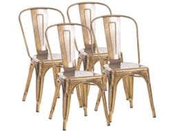 Conjunto De 4 Cadeiras Empilhaveis Benedikt Ouro
