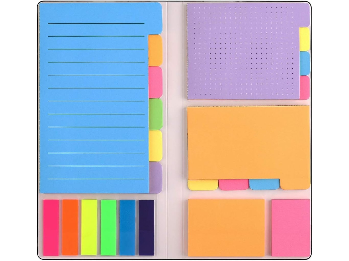 Conjunto de Notas Adesivas Post, It, Ideais para Anotações, Cadernos, Planejadores e Estudos. Materiais de Escritório BRILVIBERA