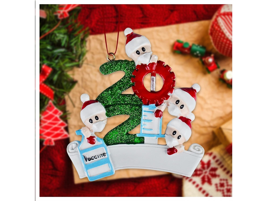 Pingente de Natal-A Resina 4 Pessoas Branco