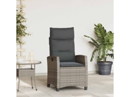 Vidaxl Cadeira De Jardim Reclinável Com Mesa De Apoio Vime Pe Cinzento