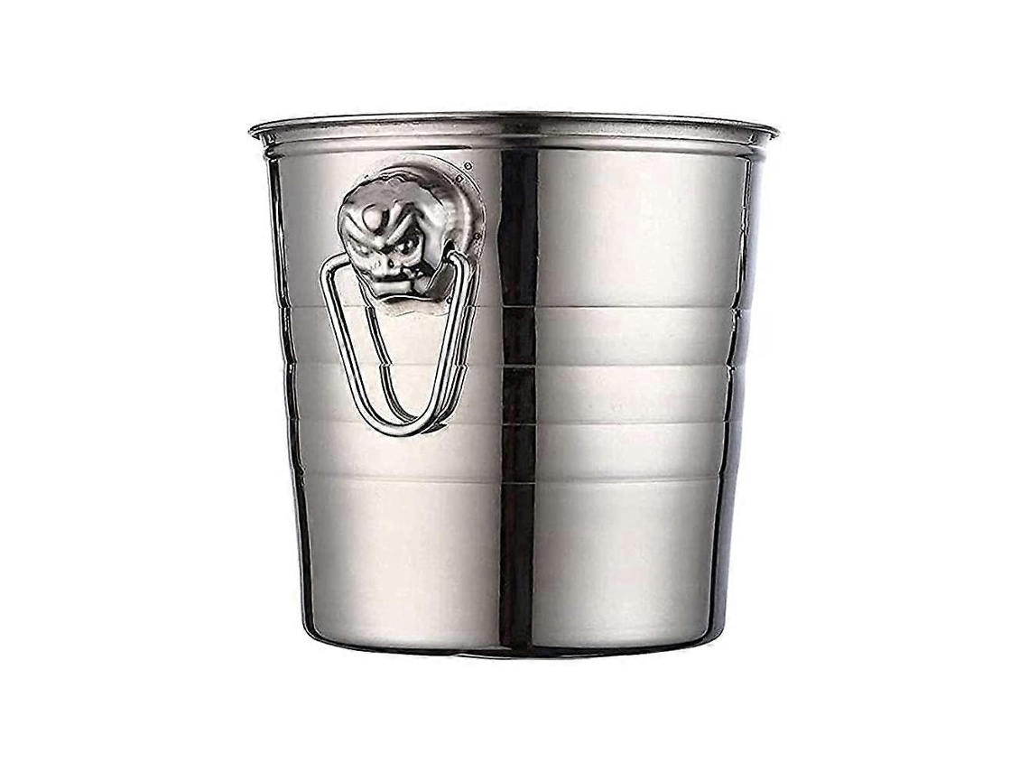 Balde De Gelo Em Aço Inoxidável Com Alças, Grande, 5l, Ideal Para Resfriar Champanhe E Vinho Em Bares E Festas.