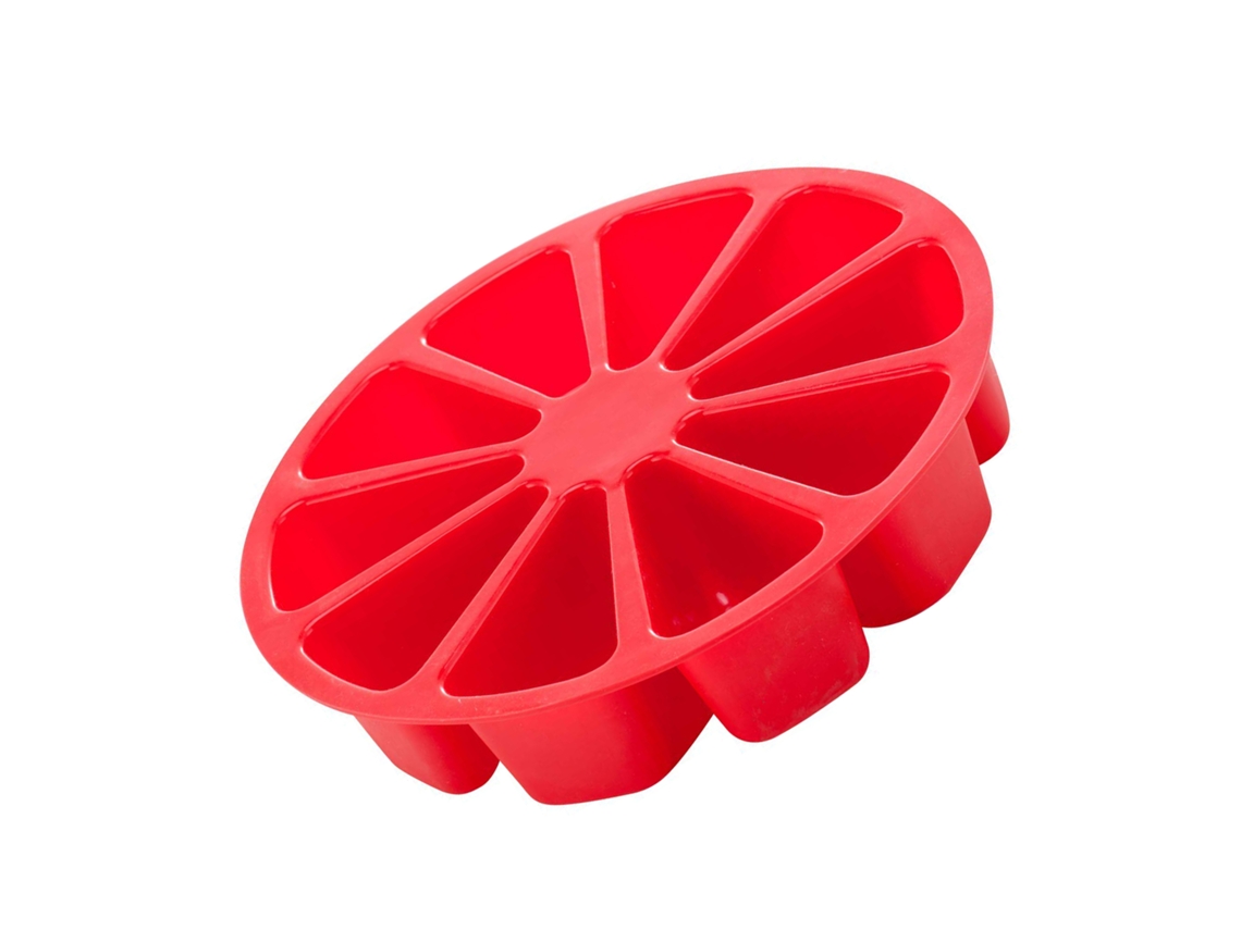 Formas De Bolo Em Silicone Tabuleiro Redondo Com 10 Cavidades Triangulares, Antiaderente, Para Bolos, Sabonetes, Pizza, Cozinha, Vermelho