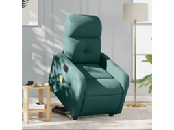Vidaxl Poltrona Elétrica Elevatória Massagens Tecido Verde-escuro