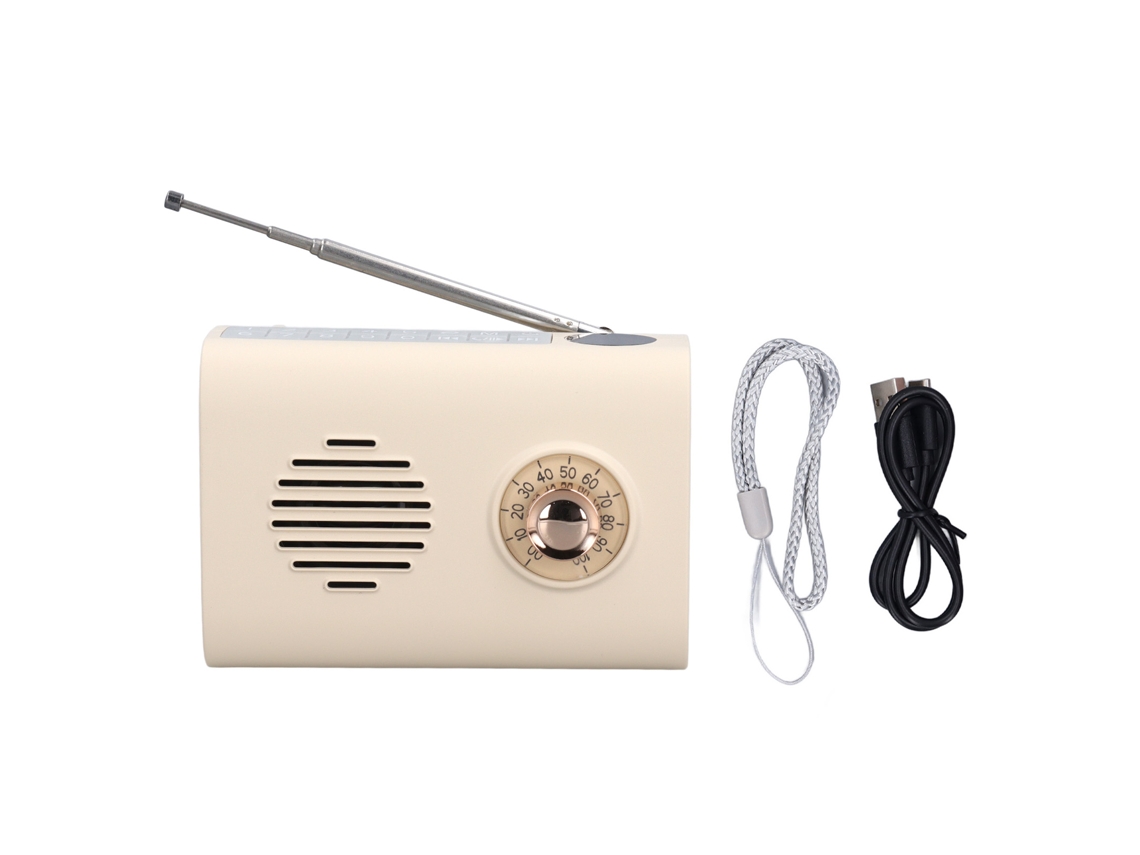 Ats altavoz Bluetooth Mini Solar Portátil com Rádio e Luz Sem Fio Recarregável para Exterior Bege