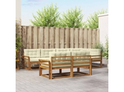 Vidaxl Conjunto De Sofás Para Exterior 7 Pcs Natural E Creme
