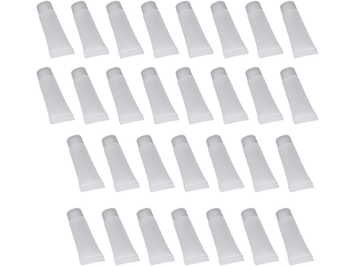 Frascos brancos de 10ml com dosador duplo, pacote com 30 unidades, dispensadores cosméticos Foscos.