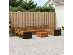Vidaxl Conjunto De Sofás Para Exterior 10 Pcs Natural