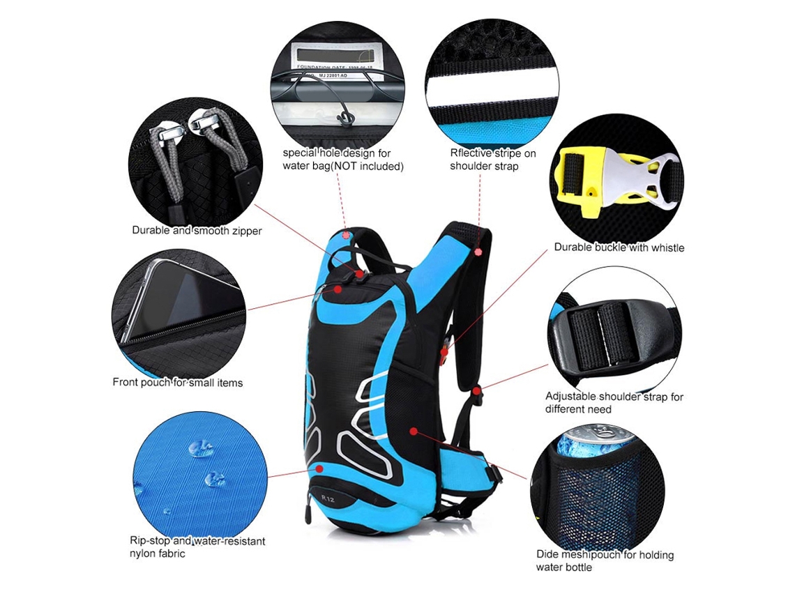 Mochila Ciclismo Impermeável 12l com Saco de Água