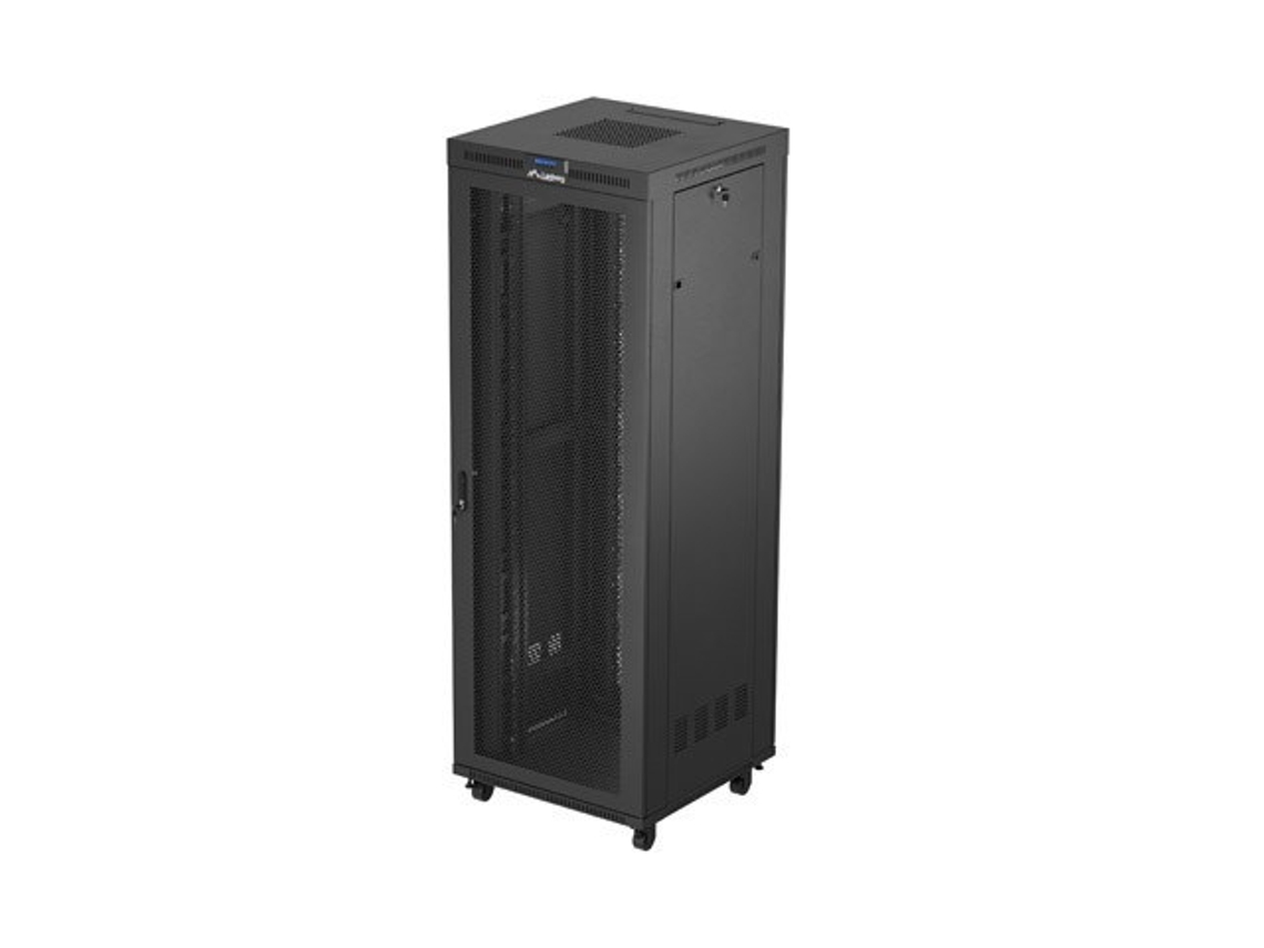 Armário de rack de pé 19 47u 800x800 preto porta perfurada lcd lanberg (pacote plano)
