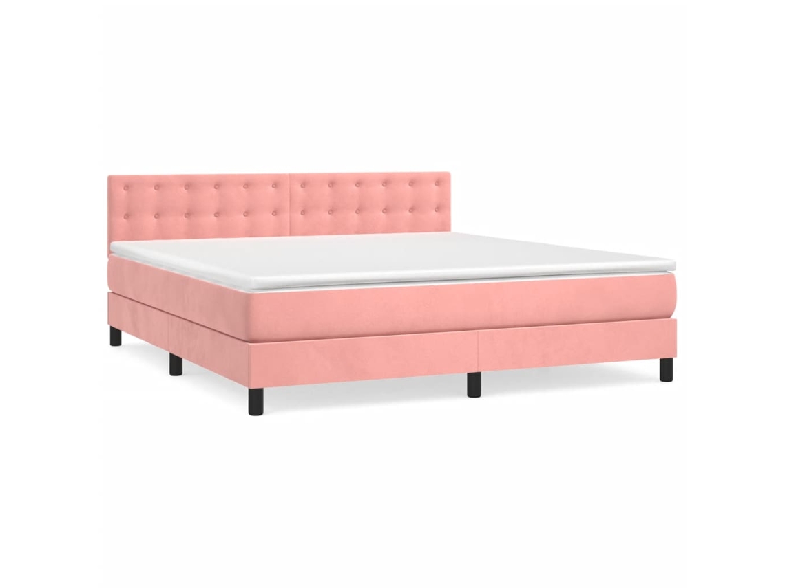 Cama com Molas/colchão 160x200 Cm Veludo Rosa MAISON EXCLUSIVE
