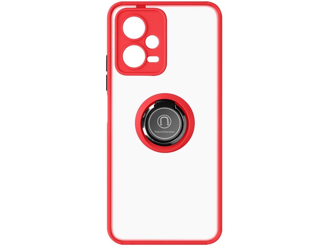 Capa Xiaomi Redmi Note 12 5g Com Anel De Metal Bi-material Vermelho