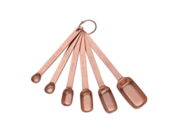 Colher De Medida Inox Conjunto 6 Peças Estilos Redondo E Quadrado Para Cozinha E Baking Ouro Rosa