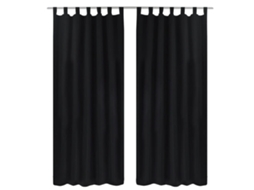Cortinas De Cetim Com Laços, 2 Pcs, Preto 140 X 175 Cm