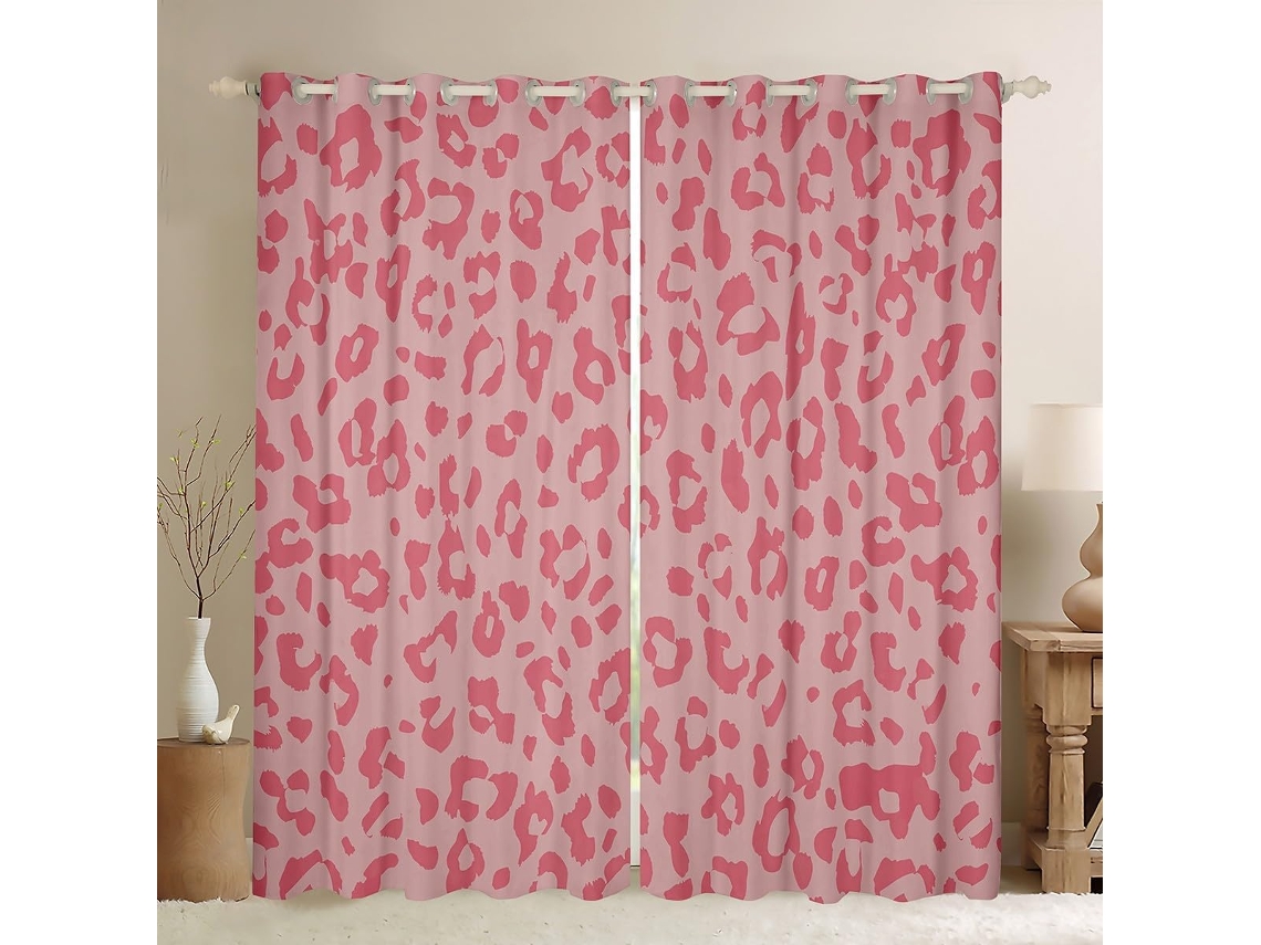 Cortinas De Janela Com Estampa Leopardo Rosa Para Crianças, Meninas E Mulheres Cortinas De Janela Com Estampa Abstrata