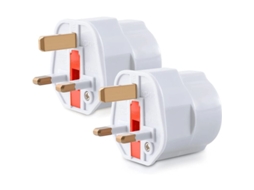 Pacote com 2 Adaptadores de Viagem, Schuko para Tipo G, Plugue Compacto para Reino Unido, França e Outros Países AQUAFORGE