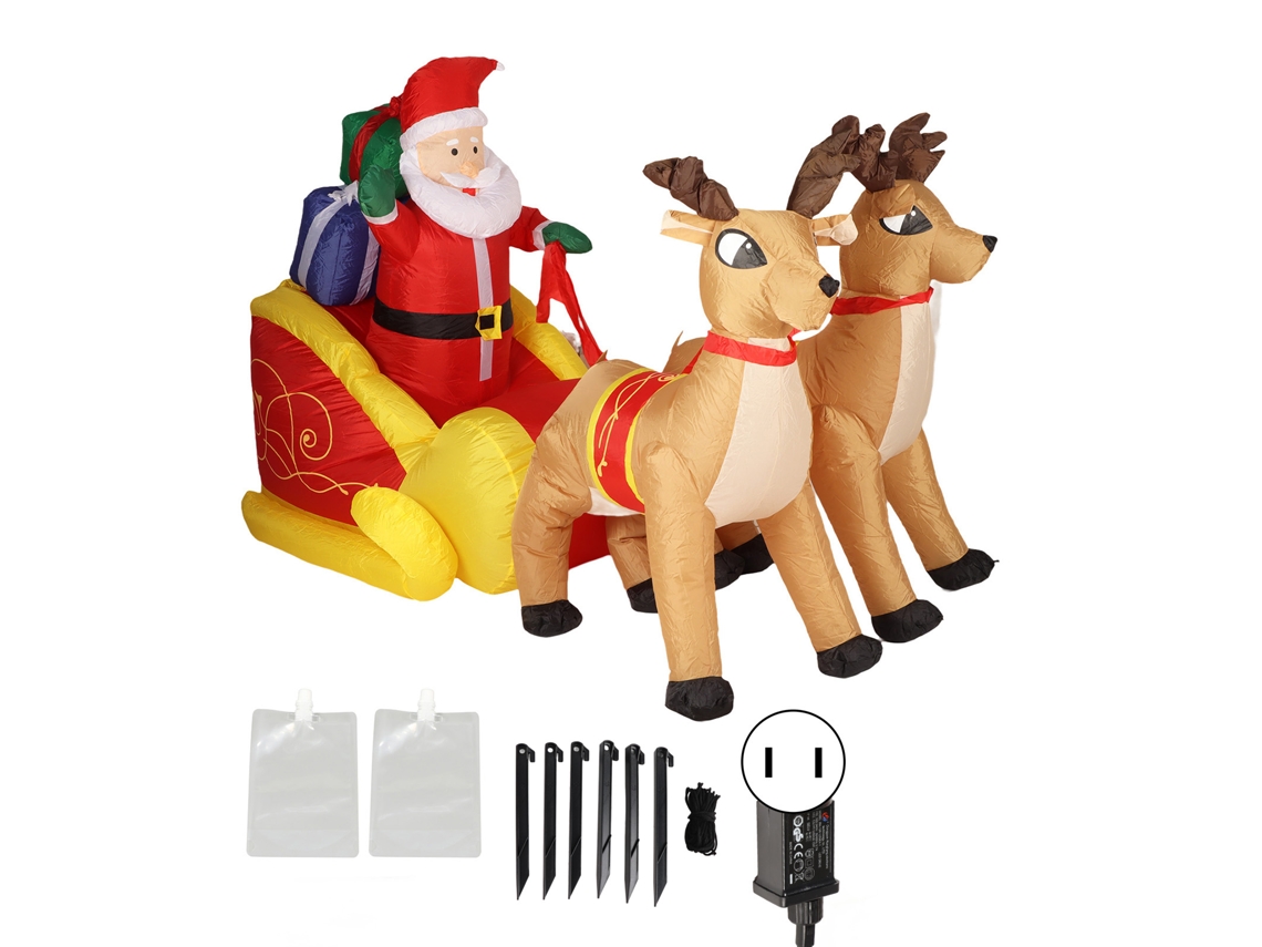 Sacola inflável de Papai Noel com decoração natalina e ventilador potente para festas.