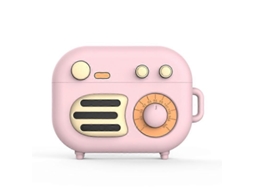 2 Camadas Protetoras de Silicone em Formato de Rádio Retrô para AirPods Pro, Cor: Rosa GIECY