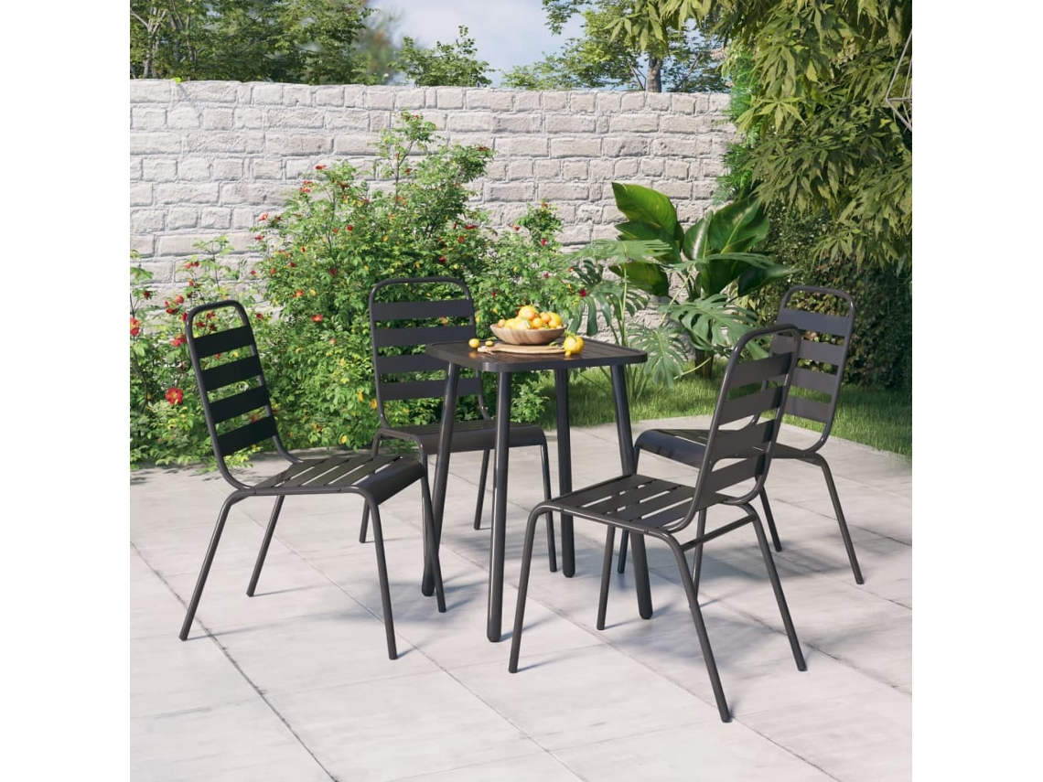 Conjunto 5 Peças Jantar Para Jardim Aço Antracite Dkd Home Decor