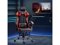 Cadeira Gaming Ergonômica Para Videojogos Reclinável Com Altura Regulável Apoio P/ A Cabeça E Almofada Lombar 63x67x119-127cm Vermelho E Preto