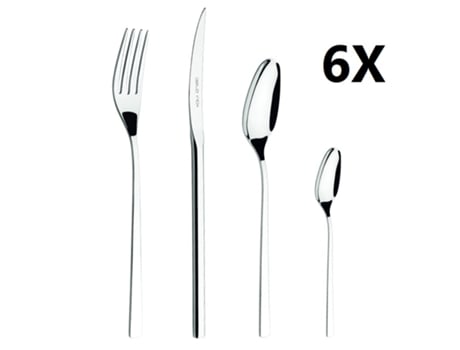 Set 24 Talheres NOMO (6 Facas Mesa, 6 Garfos Mesa, 6 Colheres Mesa, 6 Colheres de Chá) BELO INOX